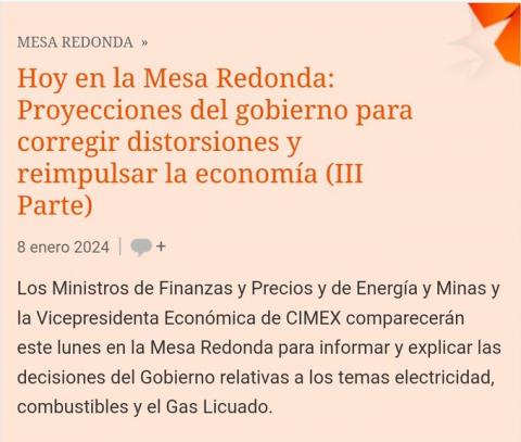 Hoy en la Mesa Redonda: Proyecciones del gobierno para corregir distorsiones y reimpulsar la economía (III Parte)