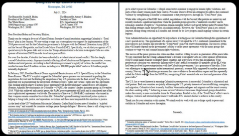 carta enviada por 46 congresistas de EEUU al presidente Biden carta enviada por 46 congresistas de EEUU al presidente Biden