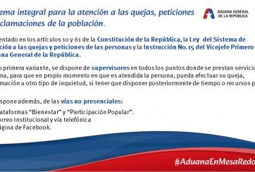 AduanaEnMesaRedonda| Sistema integral para la atención a las quejas, peticiones y reclamaciones de la población.