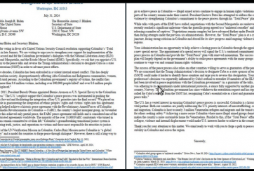 carta enviada por 46 congresistas de EEUU al presidente Biden
