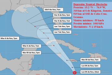 Se forma la Depresión Tropical No.18 en el mar Caribe 