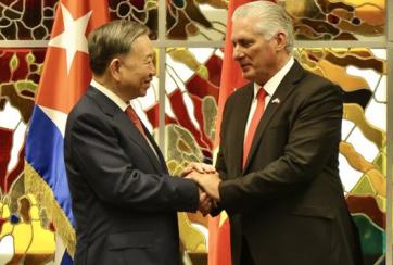 Díaz-Canel y To Lam dialogan a propósito de los 95 años del Partido Comunista de Vietnam